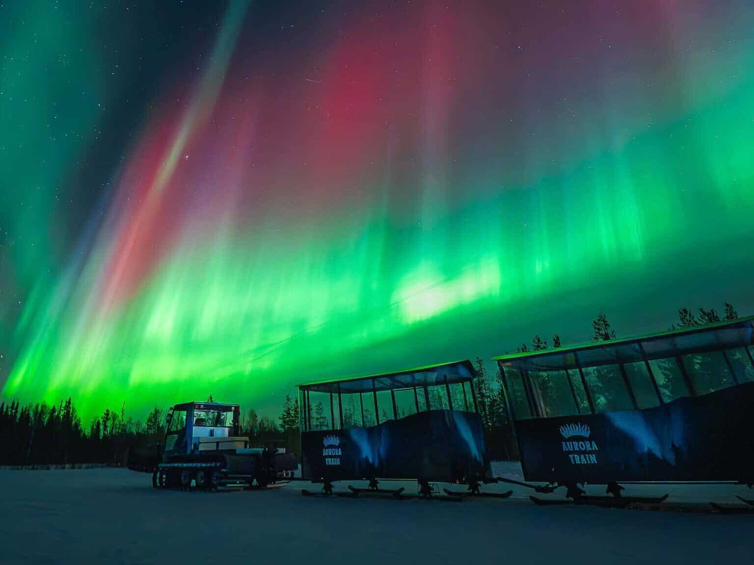 snow train to northern lights camp, cropped
