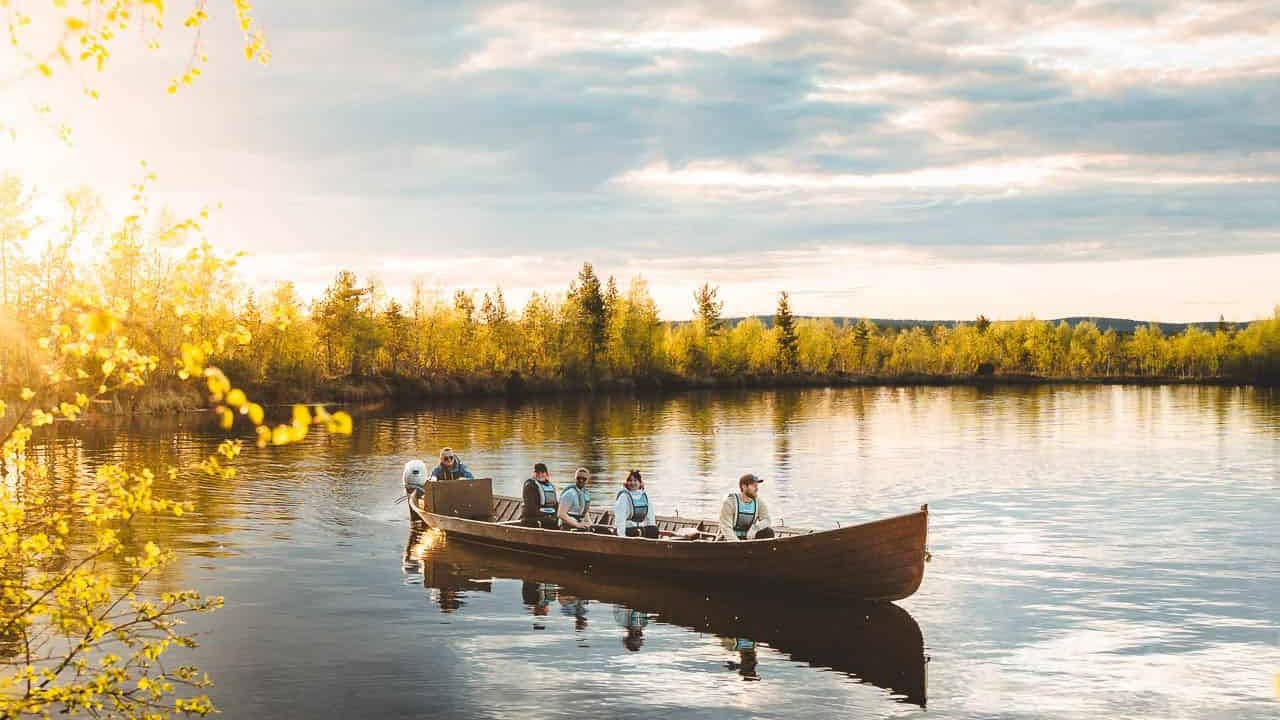 Boating on a lake