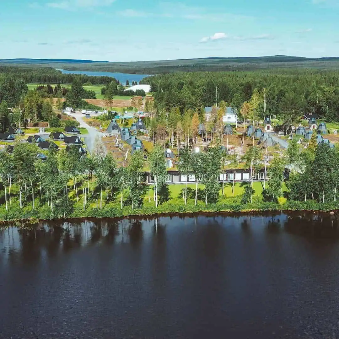 summer aerial at apukka resort rovaniemi lapland finland