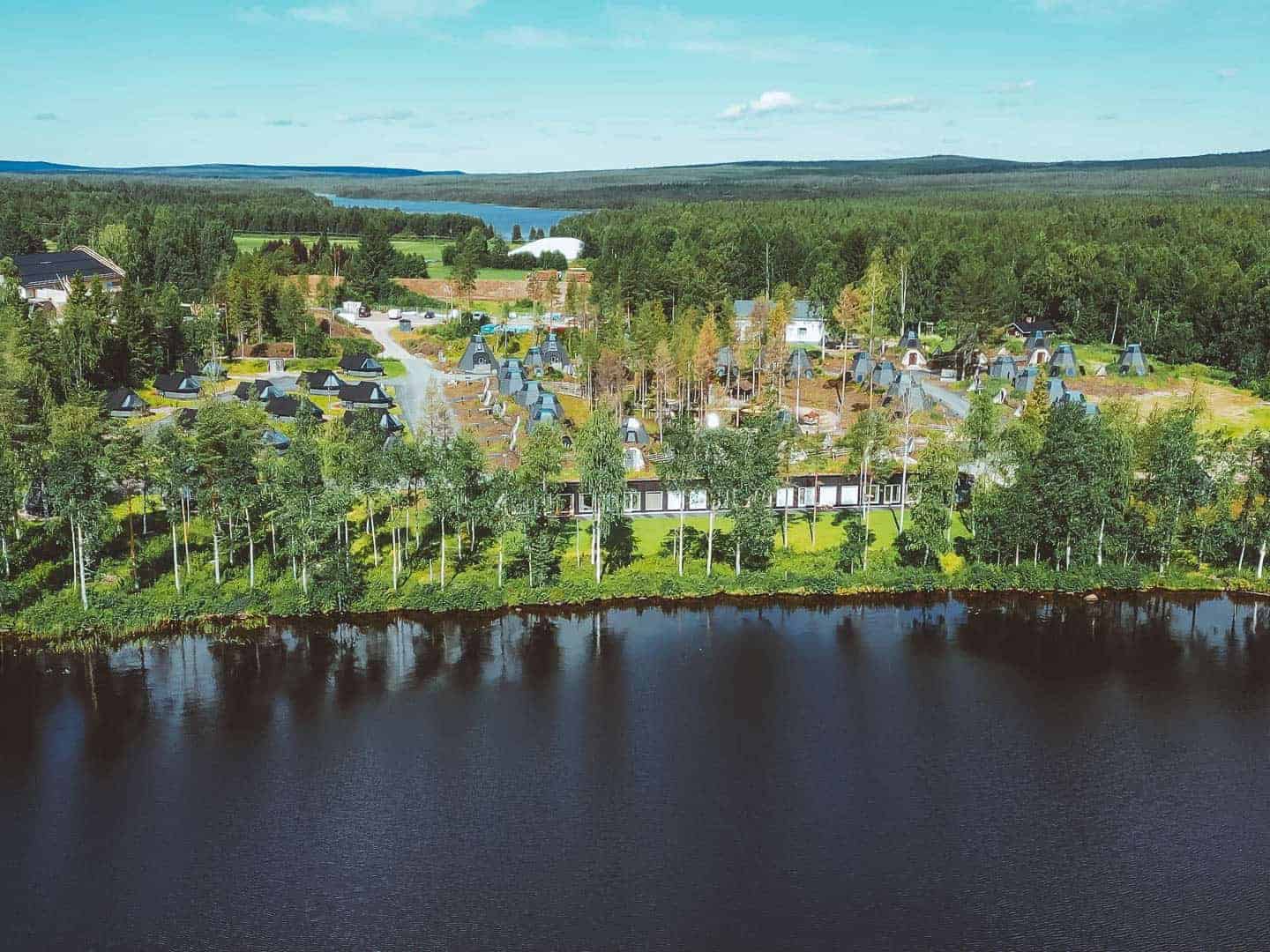 summer aerial at apukka resort rovaniemi lapland finland